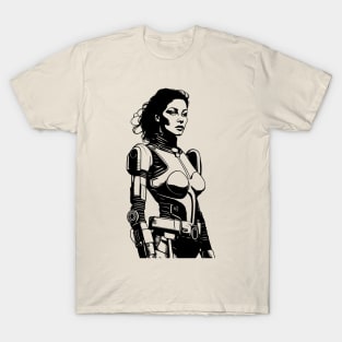 Cyborg Girl Retro Cartoon T-Shirt